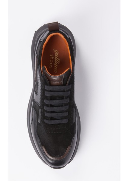 Nessina Deri Siyah Soft Siyah Süet Eva Hazır Taban Sneaker modelleri