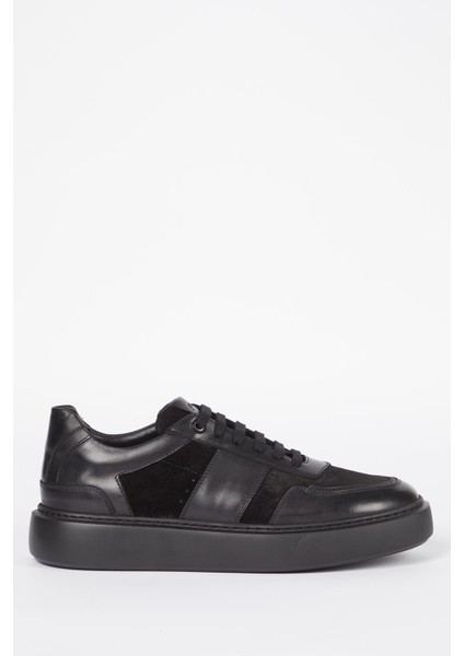 Etna Deri Siyah Süet Siyah Antik Eva Hazır Taban Sneaker