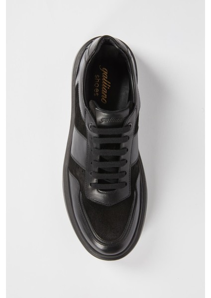 Etna Deri Siyah Süet Siyah Antik Eva Hazır Taban Sneaker