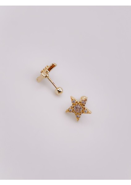 Cerrahi Çelik Piercing Full Zirkon Taşlı Yıldız Kıkırdak Helix Tragus Piercing (1ADET)