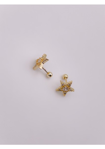Cerrahi Çelik Piercing Full Zirkon Taşlı Yıldız Kıkırdak Helix Tragus Piercing (1ADET)
