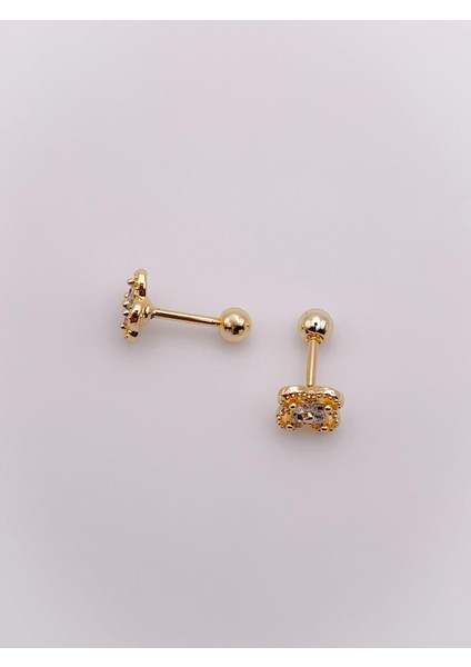 Cerrahi Çelik Piercing Marka Model Mini Yonca Kıkırdak Helix Tragus Piercing (1ADET)