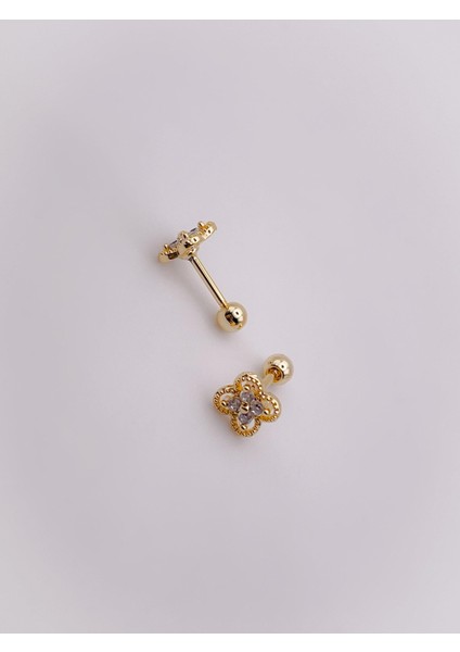 Cerrahi Çelik Piercing Marka Model Mini Yonca Kıkırdak Helix Tragus Piercing (1ADET)
