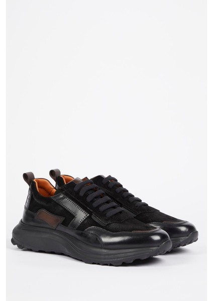 Nessina Deri Siyah Soft Siyah Süet Eva Hazır Taban Sneaker fiyatları