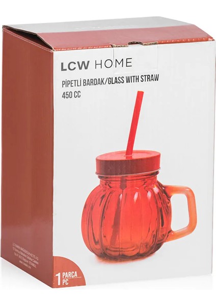 Lcw Home Turuncu Pipetli Cam Kupa 450 ml