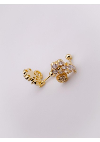 Cerrahi Çelik Piercing Zambak Figürlü Kıkırdak Helix Tragus Piercing (1ADET)