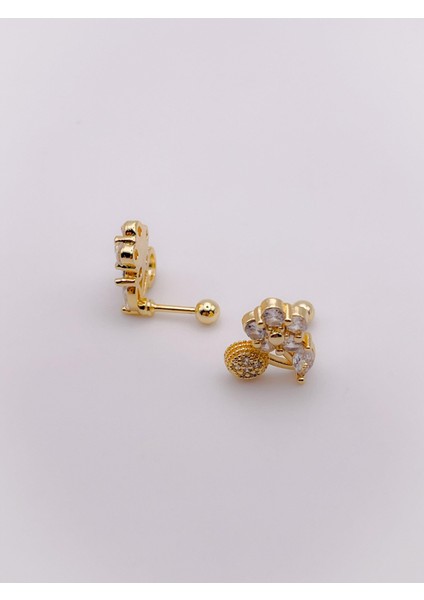 Cerrahi Çelik Piercing Zambak Figürlü Kıkırdak Helix Tragus Piercing (1ADET)