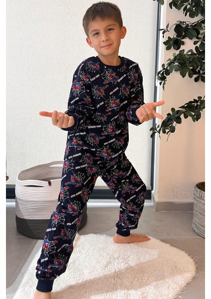 Pamuk Örümcek Adam Desenli Garson Boy Erkek Çocuk Pijama Takımı