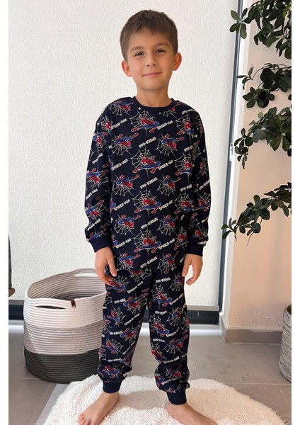Pamuk Örümcek Adam Desenli Garson Boy Erkek Çocuk Pijama Takımı