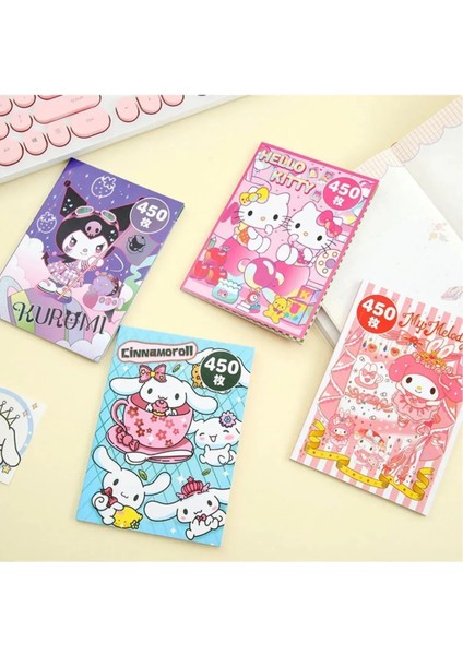 Kuromi My Melodi Cinnamoroll Hello Kıtty Sticker Defter 450 Adet Sticker (1 Adet)