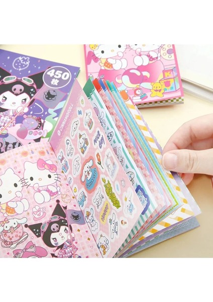 Kuromi My Melodi Cinnamoroll Hello Kıtty Sticker Defter 450 Adet Sticker (1 Adet)