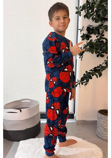 Pamuk Örümcek Adam Desenli Erkek Çocuk Pijama Takımı - Lacivert fiyatları