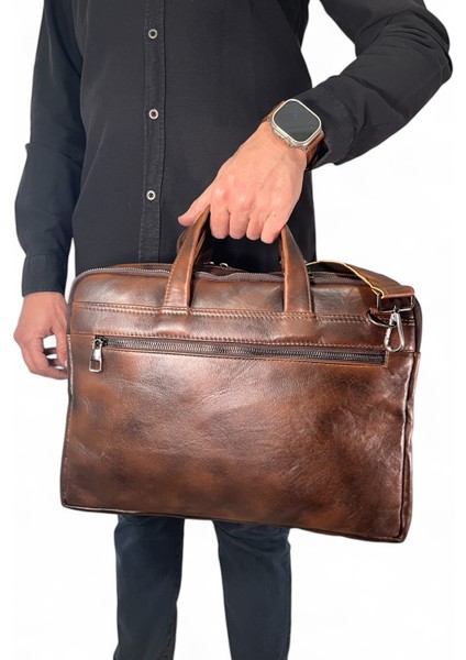 Huflex Hakiki Deri Taba Laptop & Evrak Portföy Çantası (38 * 26 Cm)
