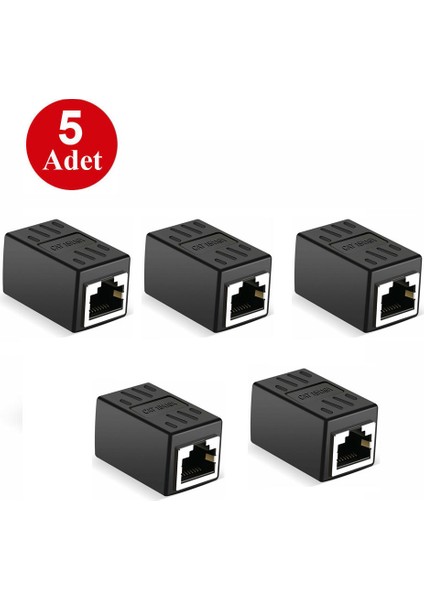 5 Adet Gigabit RJ45 Birleştirici CAT8/CAT7/CAT6/CAT5E Ethernet Ağ Kablosu Genişletici Konektörü