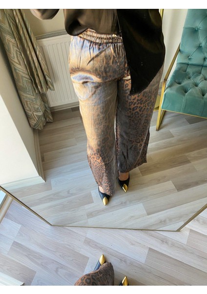 Leopar Detay Saten Pantolon fiyatları