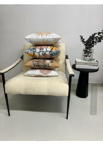 Portre Desenli Çift Taraflı Dekoratif 4'lü Kombin Kırlent Kılıfı Seti modelleri