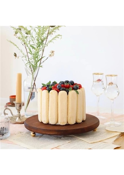 Ahşap 25 cm Altın Ayaklı Sunum Tabağı
