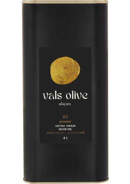 Vals Olive Premium Erken Hasat Soğuk Sıkım Naturel Sızma Katkısız Zeytinyağı (4 L) – Yeni Hasat 24/25