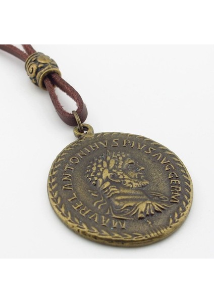Antik Roma Sikke Imparator Marvel Antoninvs Bronz Metal Deri Erkek Kolye Q0943 fiyatları