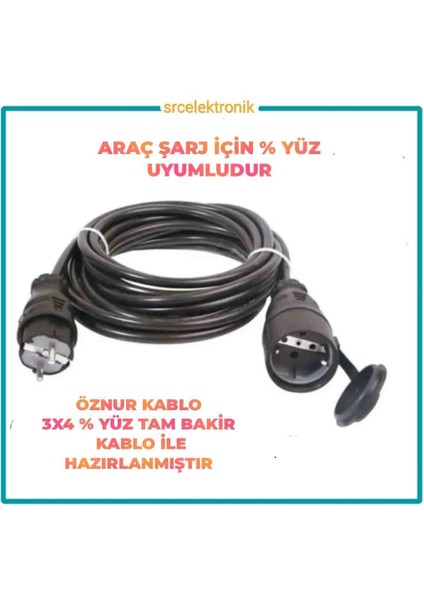 Araç Şarjı Uyumlu( 1 Ile 8 Metre Arası) 3x4 Yüzde Yüz Tam Bakir Uzatma Seyyar Kablo