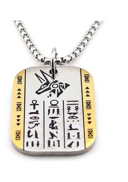 Anubis Antik Mısır Mitolojik Çakal Sembol Çelik Zincir Erkek Kolye Q0956