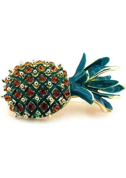 Ananas Meyve Zirkon Taşlı Yaka Iğnesi Çanta Süsü Metal Broş RZ278