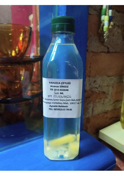 El Yapımı Doğal Fermente Ananas Sirkesi 500 ml