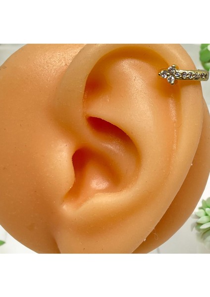 Cerrahi Çelik Tam Tur Taşlı Gold Tragus Helix Uyumlu Piercing modelleri