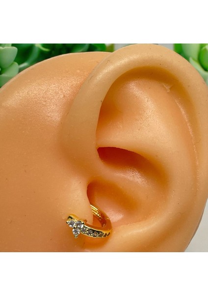 Cerrahi Çelik Tam Tur Taşlı Gold Tragus Helix Uyumlu Piercing fırsatları
