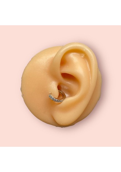 Cerrahi Çelik Tam Tur Silver Taşlı Tragus Helix Uyumlu Piercing modelleri