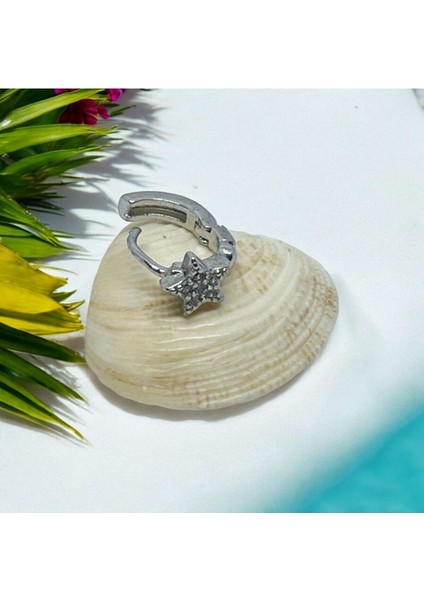 Cerrahi Çelik Tam Tur Taşlı Yıldız Model Silver Tragus Helix Uyumlu Piercing modelleri
