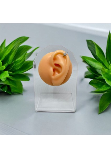 Cerrahi Çelik Tam Tur Taşlı Yıldız Model Silver Tragus Helix Uyumlu Piercing indirimleri