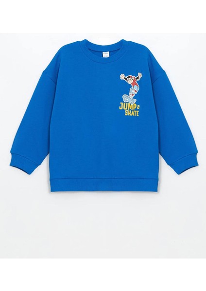 Lcw Baby Mavi Nostaljik Maymun Baskılı Erkek Çocuk Sweatshirt