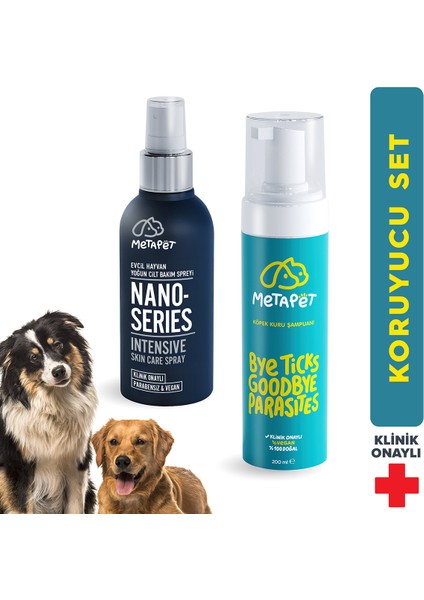 Köpeklere Özel Koruyucu Hijyen Paketi - Koruyucu Kuru Şampuan Ve Nano Series Yoğun Cilt Bakım Spreyi
