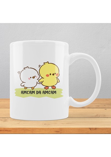 Sevimli Civcivler Baskılı Porselen Kupa Bardak ‘Amcam da Amcam’’
