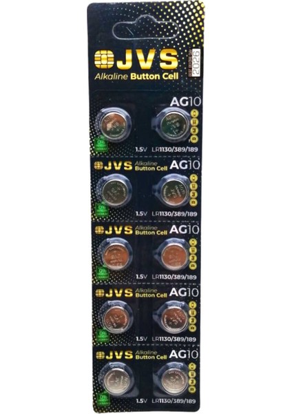 Jvs AG10 1.5V LR1130 Saat Pili 10LU Kart (3791)