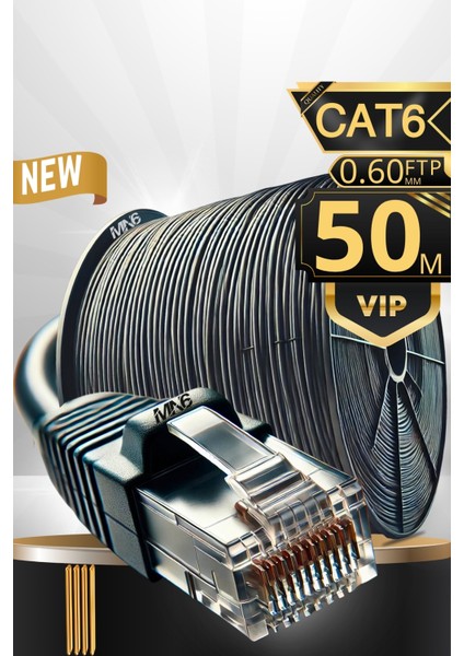 M108XF 50 Metre Internet Kablosu/ftp 0,60MM Cat6 23AWG/İKI Kat Korumalı/ethernet Kablosu 50 Metre/iç Dış Mekan Uyumlu/high Performance Cable