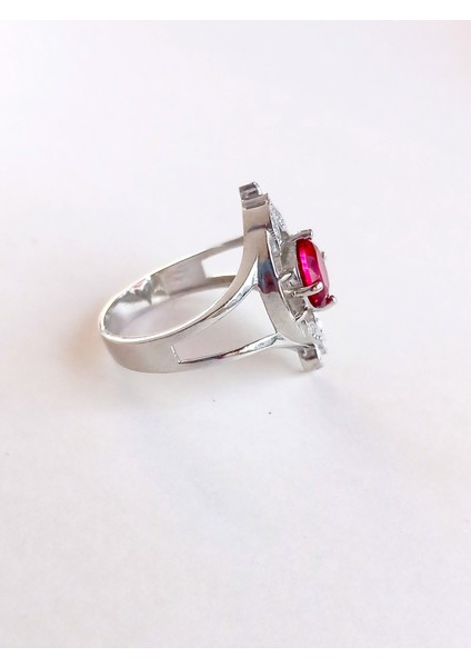 Gümüş Zirkon Taşlı Yaprak Tasarım Kadın Yüzük 18 Numara Doğum Günü Hediye modelleri