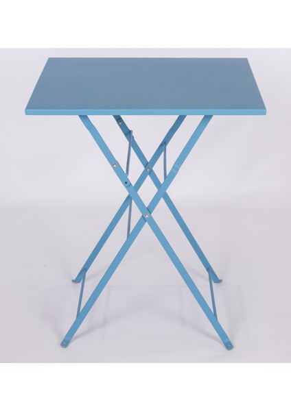 Bistro Serisi Katlanır Metal Masa Sandalye Seti: Pastel Mavi RAL5024 Kare: 61 x 61 cm