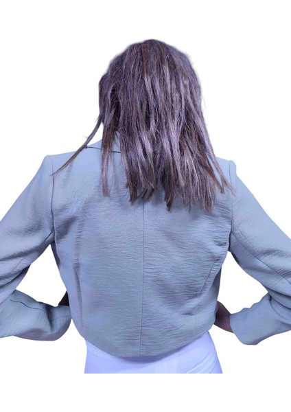 Haki Crop Mini Kadın Ceket
