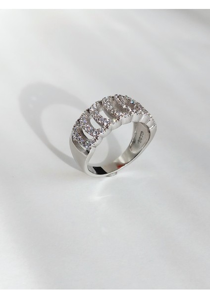 Gümüş Gurmet Tasarım Yarım Tur Su Yolu Kadın Yüzük No.12 Doğum Günü Hediye