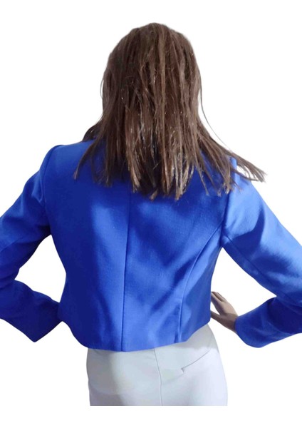 Saks Mavisi Kadın Blezar Mini Astarlı Ceket fırsatları