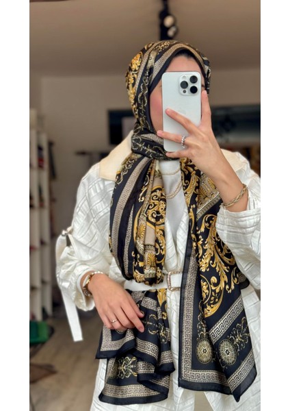 Vual Ipek Şal Siyah Gold