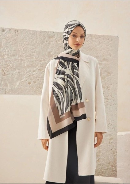 Medine Ipeği Şal Touch Desen Vizon
