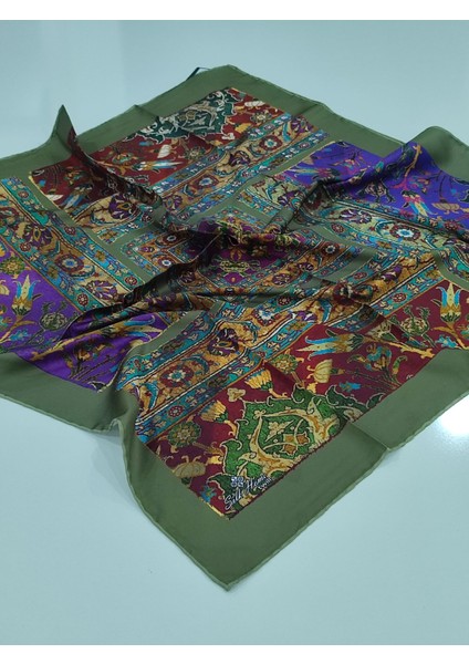 Silkhome Kilim Desen Tivil Eşarp Haki Yeşil
