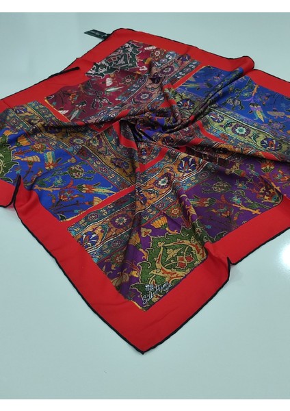 Silkhome Kilim Desen Tivil Eşarp Kırmızı