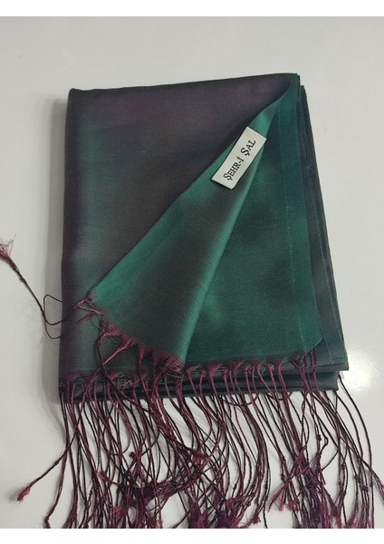 Melodi Şal 3472-47 Zümrüt Bordo Püskül