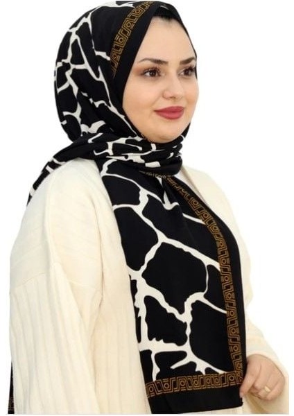 Medine Ipeği Şal Taş Desen Siyah
