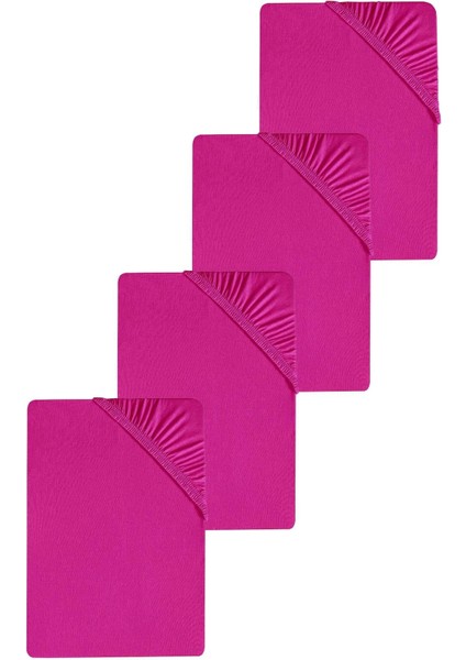 4 Adet Düz Pamuklu Tek Kişilik 120 x 200 x 30 cm Lastikli Penye Çarşaf