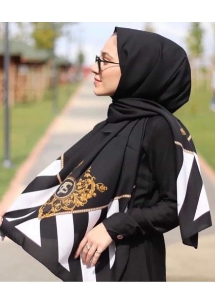 Medine Ipeği Şal Barok Desen Siyah